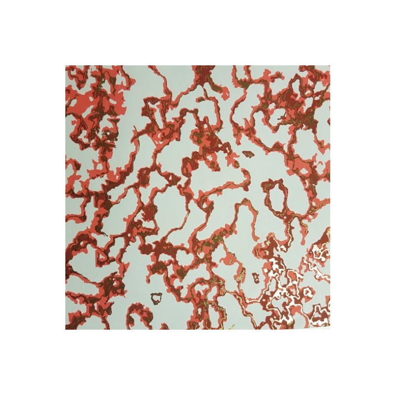Papier indien marbré Blanc Rouge Or