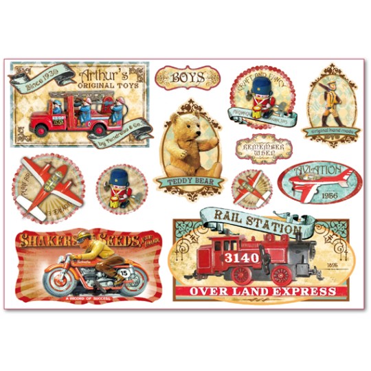 Papier de riz vintage Boys Toys Stamperia 48x33cm