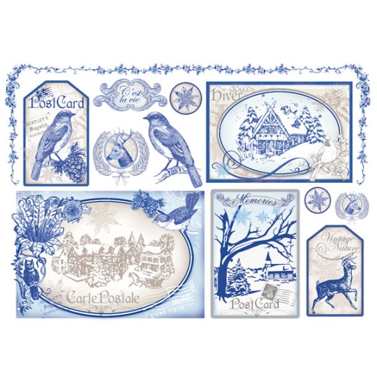 Papier de riz Carte Postale d'hiver Stamperia 48x33cm