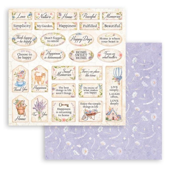 Feuille scrapbooking Stamperia Create Happiness Welcome Home Etiquettes 30x30cm