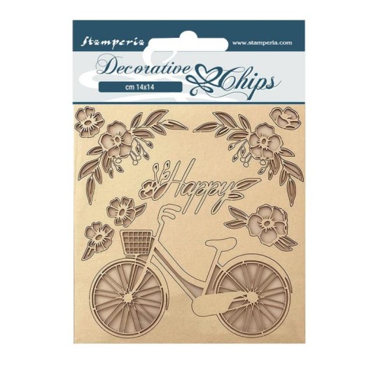 Chipboard carton Create Happiness Welcome Home Vélos Stamperia 14x14cm