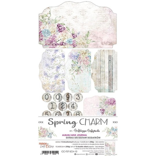 Assortiment scrapbooking Craft O Clock Spring Charm Junk Journal extra set 15x30