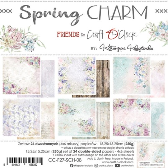 Assortiment scrapbooking Craft O Clock Spring Charm 24fe 15x15cm