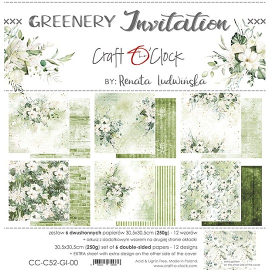 Assortiment scrapbooking Craft O Clock Greenery Invitation 6fe 30x30