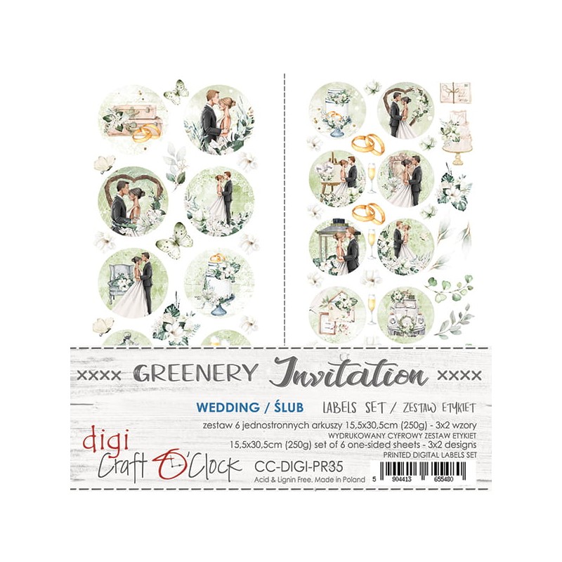 Tags scrapbooking Craft O Clock Greenery Invitation - Wedding 15x30