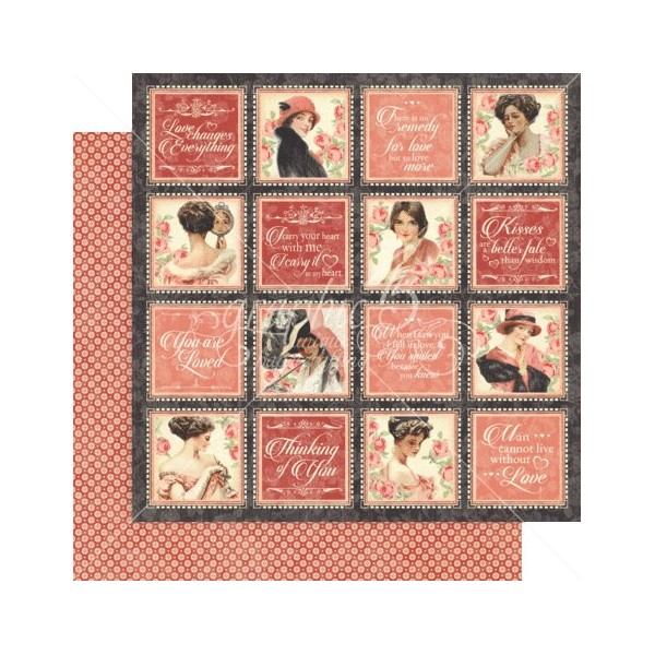 Papier scrapbooking Graphic 45 Mon amour Deluxe Collector's Edition recto verso 20x20 24fe assortiment