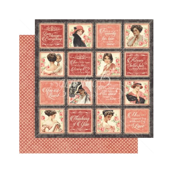 Papier scrapbooking Graphic 45 Mon Amour Deluxe Collector's Edition recto verso 30x30 24fe assortiment