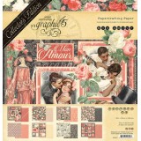 Papier scrapbooking assortiment Graphic 45 Deluxe collection Mon Amour recto verso 30x30 24fe