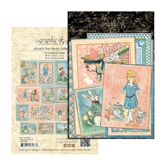 Die Cuts carton Graphic 45 Alice's Tea Party Journaling Cards