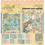Papier scrapbooking Graphic 45 Alice's Tea Party recto verso 30x30 16fe assortiment