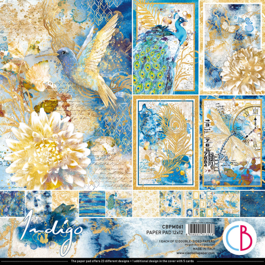 Papier scrapbooking Ciao Bella Indigo 12fe 30x30 assortiment