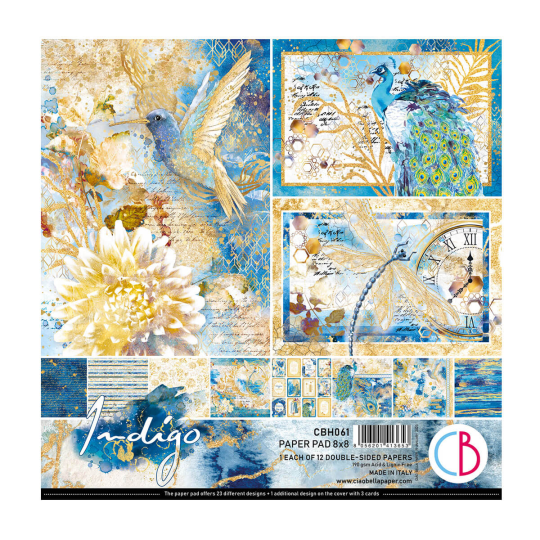 Papier scrapbooking Ciao Indigo 12fe 20x20 assortiment