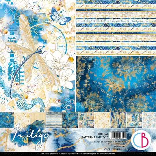 Papier scrapbooking Ciao Bella Indigo 8fe 30x30 assortiment