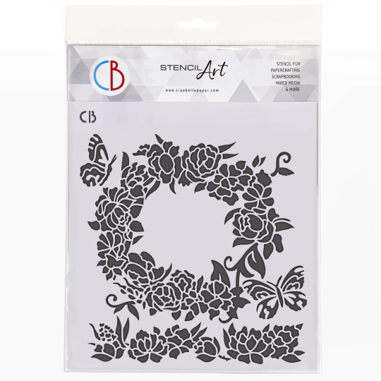 Pochoir scrapbooking Ciao Bella Roses Wreath 20x20cm