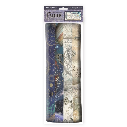 Paquet de 4 feuilles de tissu Cosmis Infinity Stamperia 30x30cm Paquet de 4 feuilles de tissu Cosmis Infinity Stamperia 30x30cm
