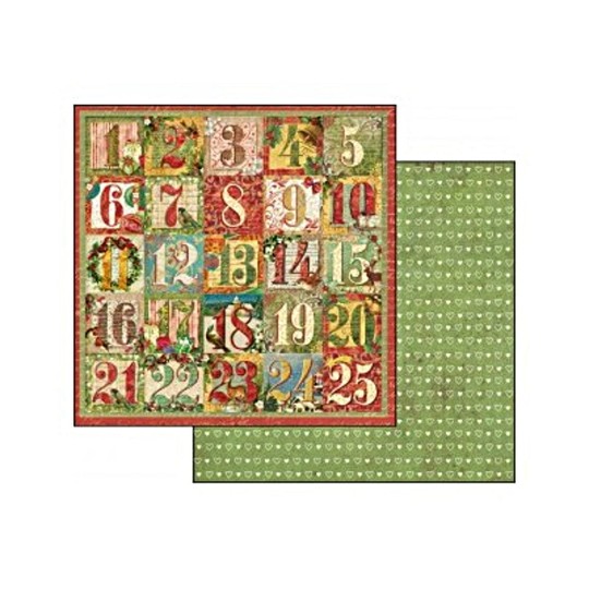 Papier scrapbooking Numéros Noël Stamperia 30x30 double face