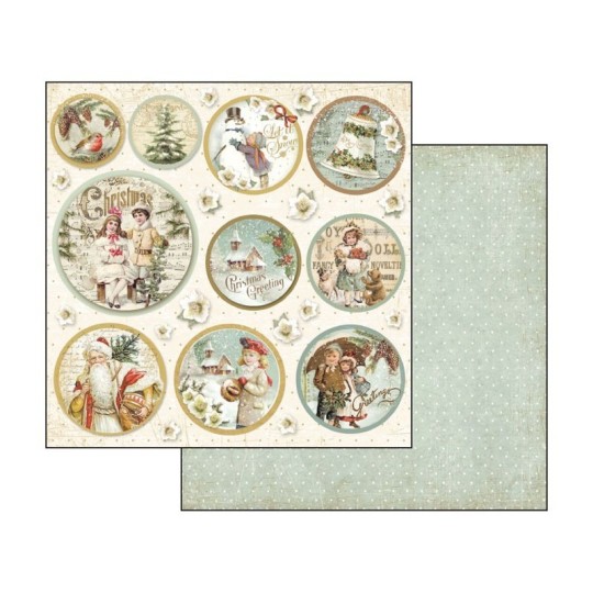 Papier scrapbooking Christmas Greeting Stamperia 30x30 double face