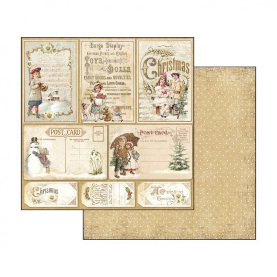 Papier scrapbooking Christmas Postcard Stamperia 30x30 double face