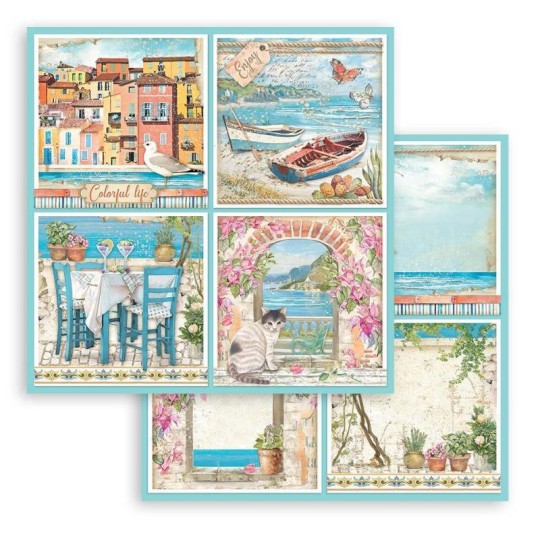 Papier Scrapbooking Blue Dream 4 cartes Stamperia 30x30cm