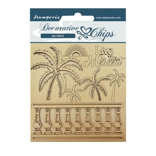 Chipboard carton Blue Dream Palmiers Stamperia 14x14cm