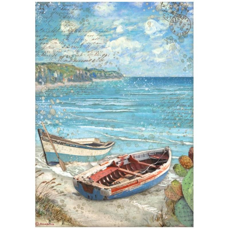 Papier de riz Blue Dream Bateaux Stamperia A4