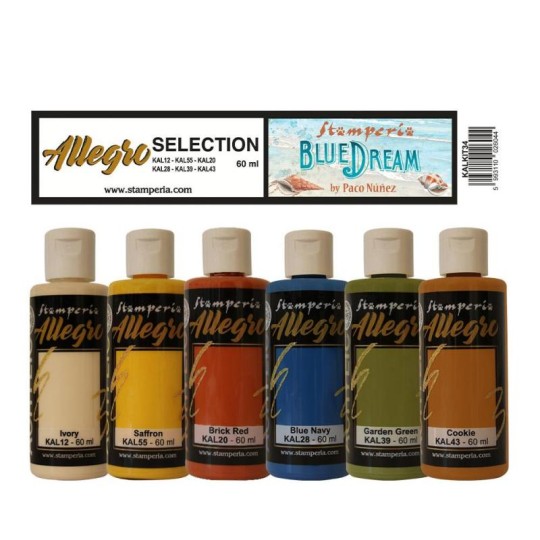 Kit Peinture Stamperia Allegro 6 couleurs Blue Dream Kit Peinture Stamperia Allegro 6 couleurs Blue Dream
