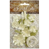 Fleurs Stamperia Gardenia et feuilles ivoire