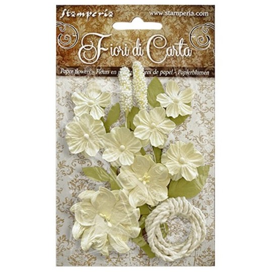 Fleurs Stamperia Gardenia et feuilles ivoire Fleurs Stamperia Gardenia et feuilles ivoire