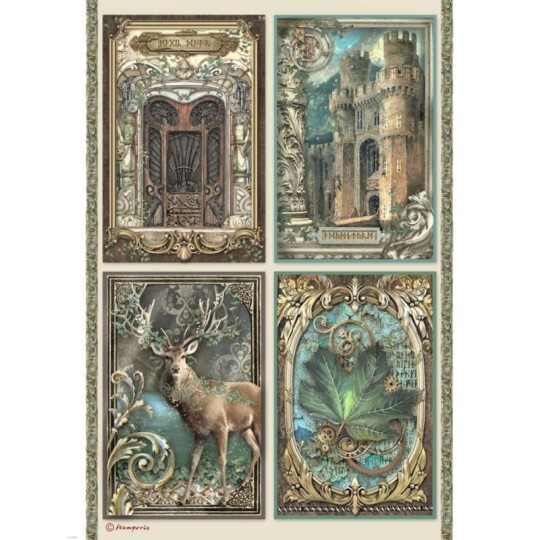 Papier de riz Magic Forest cartes Stamperia A4
