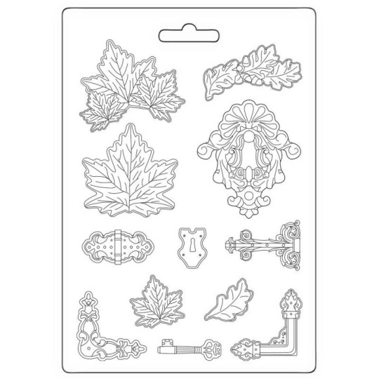Moule Magic Forest feuilles, serrures Stamperia A4