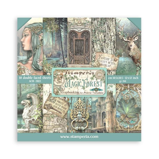 Papier scrapbooking assortiment Stamperia Magic Forest 10f 30x30