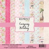 Papier scrapbooking assortiment Reprint Hobby Camping Holiday recto verso 20x20 15fe