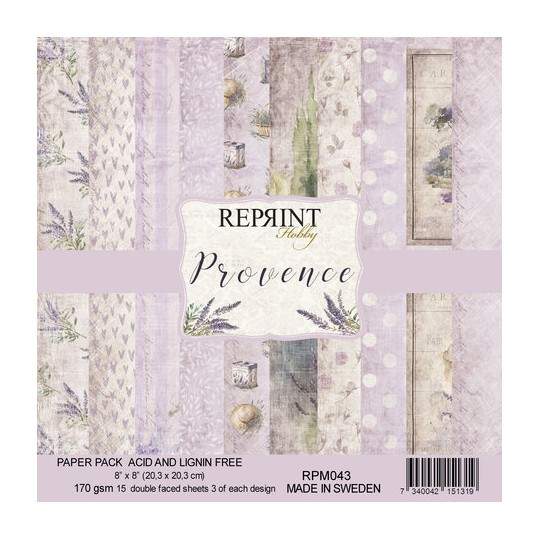 Papier scrapbooking Reprint Hobby Provence recto verso 20x20 15fe assortiment