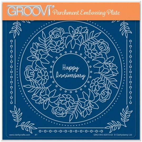 Groovi gabarit Happy Anniversary Round Floral 10x10cm