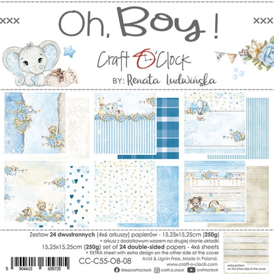 Assortiment scrapbooking Craft O Clock Oh, Boy! 24fe 15x15cm
