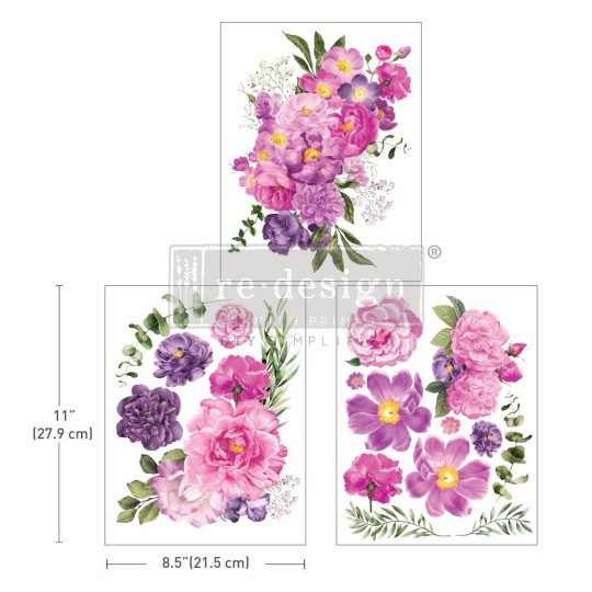 Transfert pelliculable Redesign Purple Blossom 21.5x28cm