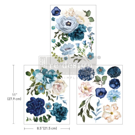 Transfert pelliculable Redesign Blue Wildflowers 21.5x28cm