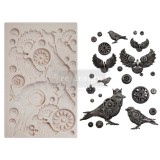 Moule silicone scrap Finnabair Clockwork Sparrows 12x20cm