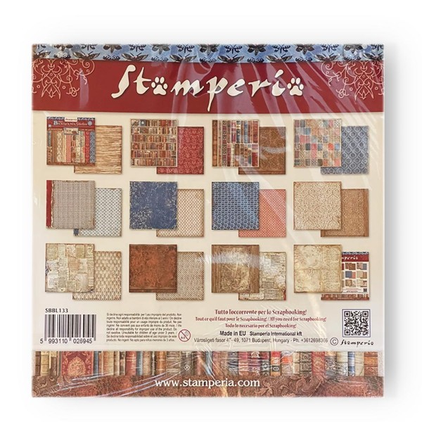 Papier scrapbooking assortiment Stamperia Maxi Background Vintage Library 10f 30x30