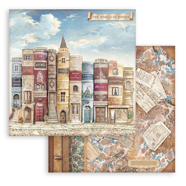 Papier scrapbooking assortiment Stamperia Vintage Library 10f 30x30