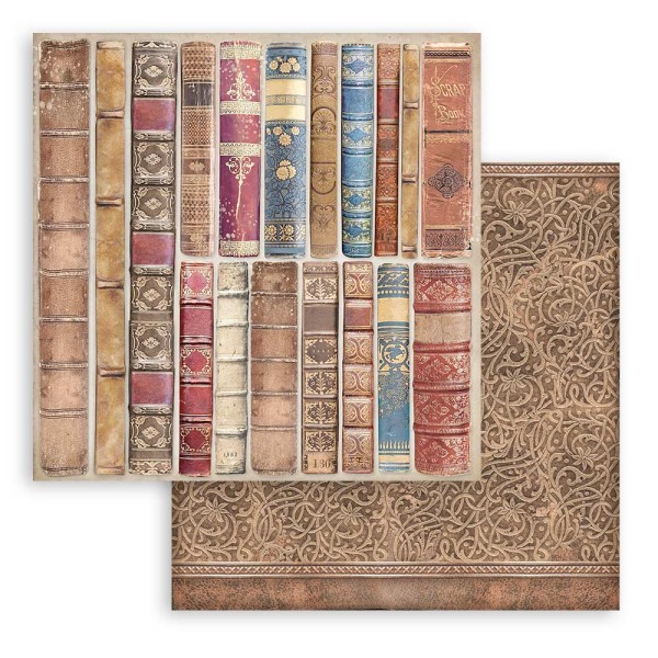 Papier scrapbooking Background selection - Vintage Library Stamperia 10f 20x20 assortiment