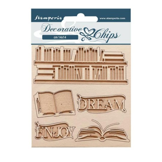 Chipboard carton Vintage Library Dream, enjoy Stamperia 14x14cm