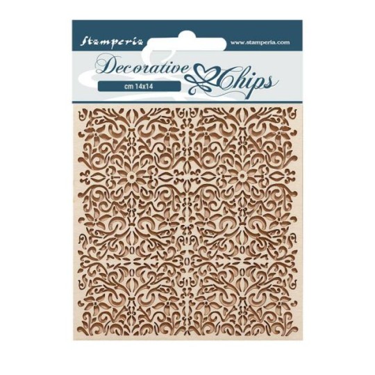 Chipboard carton Vintage Library motif Stamperia 14x14cm