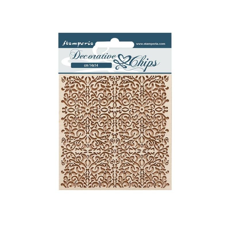 Chipboard carton Vintage Library motif Stamperia 14x14cm