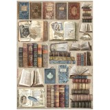 Kit 6 papiers de riz Vintage Library Stamperia A4