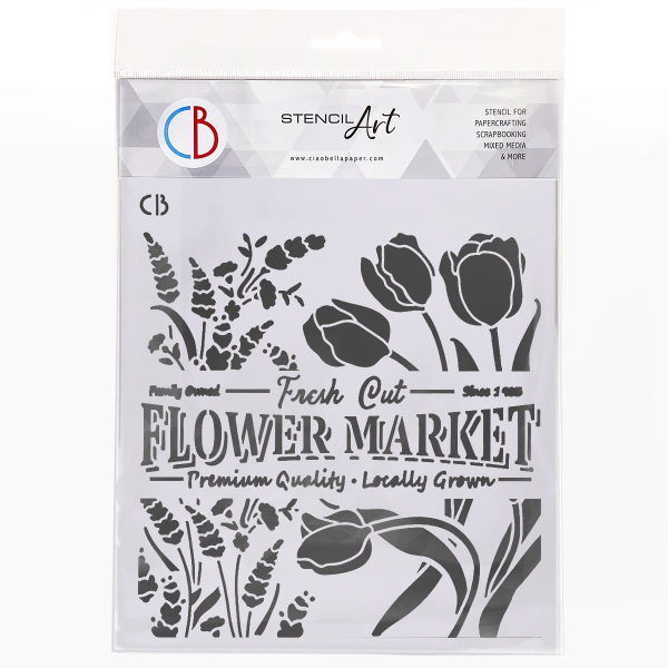 Pochoir scrapbooking Ciao Bella Flower Market 20x20cm