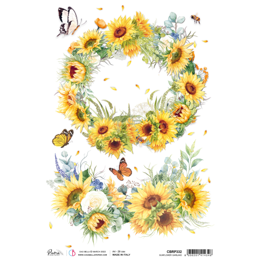 Papier de riz Ciao Bella A4 Sunflowers Garland