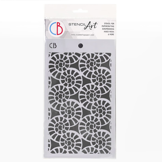 Pochoir scrapbooking Ciao Bella Fossil Shells 12x20cm