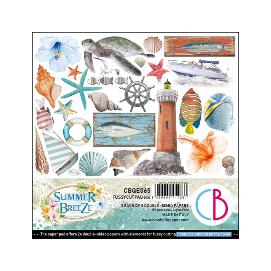 Papier scrapbooking Ciao Bella Summer Breeze 24f 15x15 assortiment 
