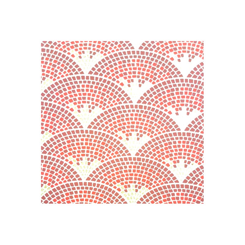 Papier indien 50x70cm Eventails rouge et or